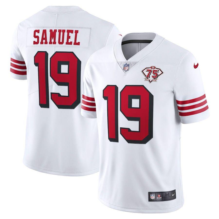 Men San Francisco 49ers 19 Deebo Samuel Nike White 75th Anniversary 2nd Alternate Vapor Limited NFL Jersey
